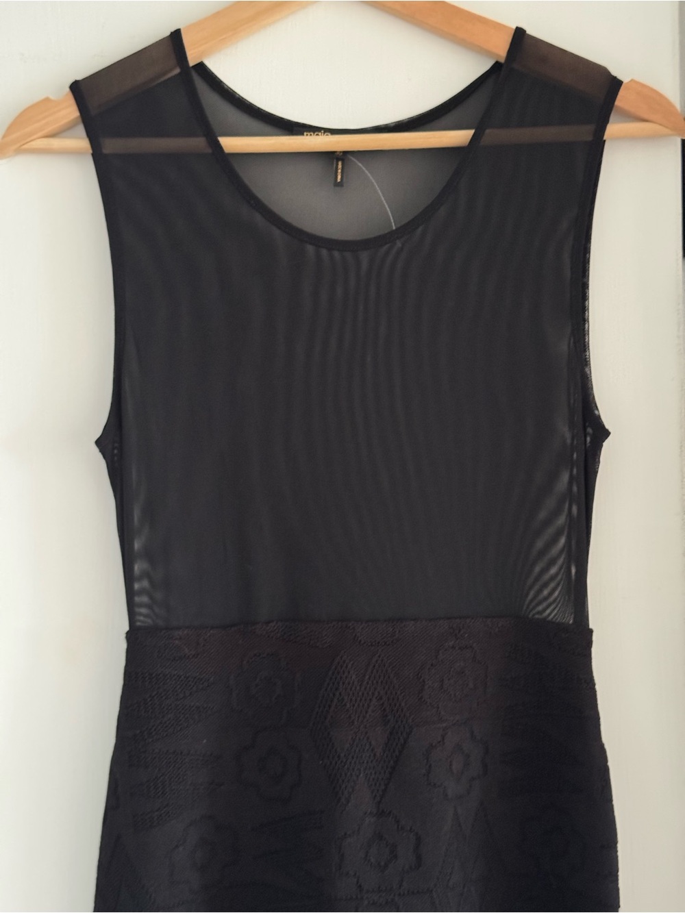 Maje Black Sheer Mesh Dress